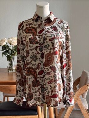 United Colors Of Benetton Cream Paisley Button-Down Shirt